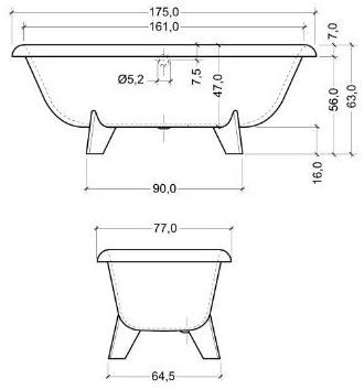 AQUAdesign Отдельностоящая овальная ванна на ножках Retro sun-id-1451809 - Вид №1