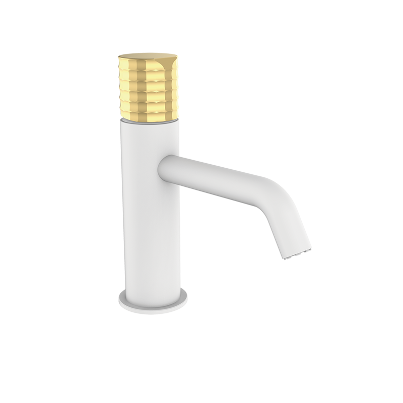 75510717 PREMIUM Белый Умывальник смеситель Белое Матовое Золото GRB MIXERS Aura