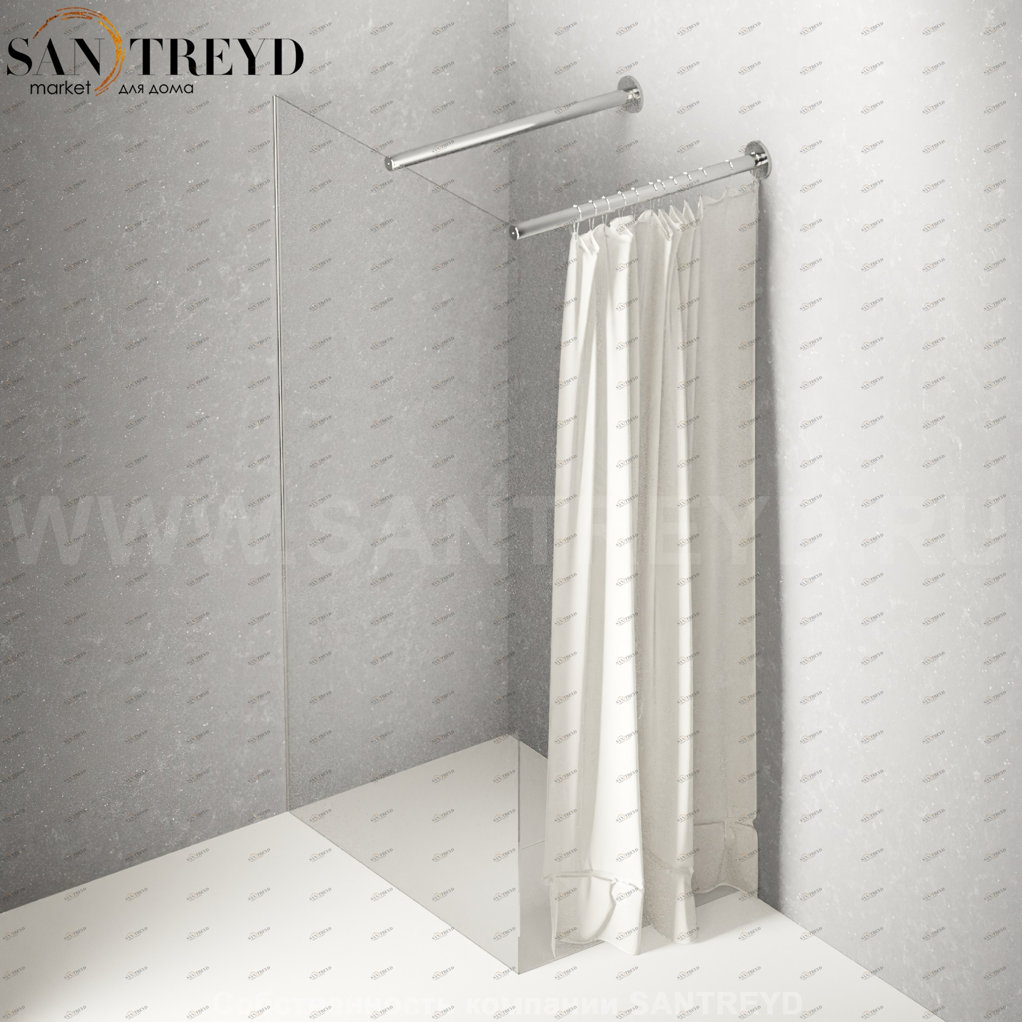 Душевое ограждение FLAT DX подрезаемое, стеклянная со шторкой экстрапрозрачная перегородка с держателем. Размеры: глубина от 70 до 100, длина от 70 до 140 см Agape DXC47010070140TE