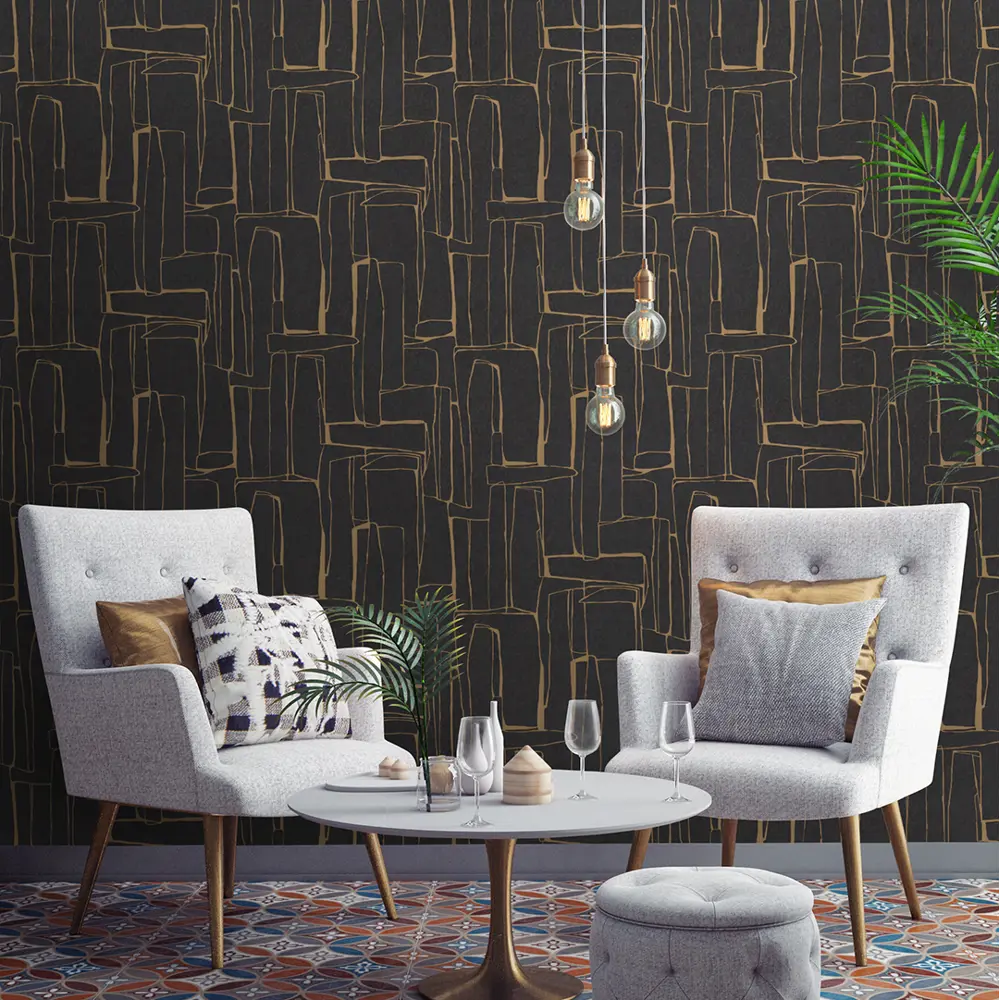 VOG COLLECTION Essen - флизелиновые обои черно-золотого оттенка 89361752 STLM-1443531 - Вид №1