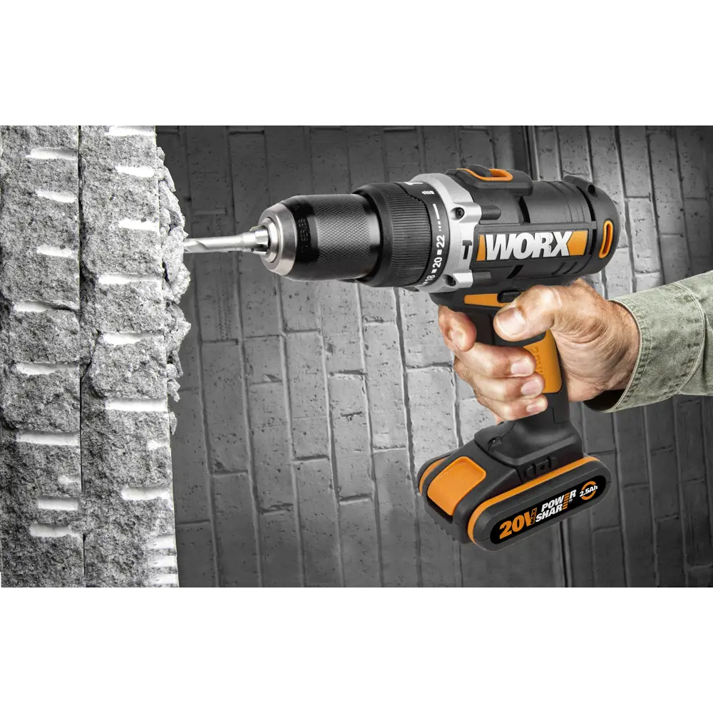 Дрель-шуруповерт аккумуляторная ударная Worx WX372, 20 В Li-ion 2x2 Ач STLM-2083519 - Вид №9