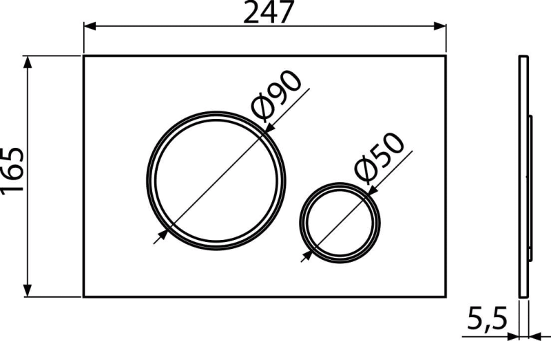 Кнопка управления для скрытых систем инсталляции, белый/xром-глянец ALCAPLAST M776 - Вид №1