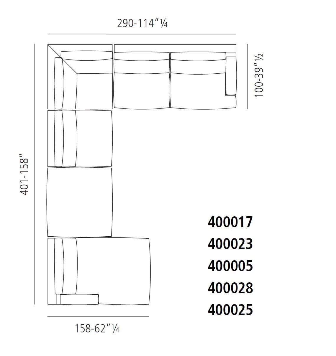Секционный диван из кожи или ткани Vibieffe 400 SENZA TEMPO ARCH-00056451 - Вид №5