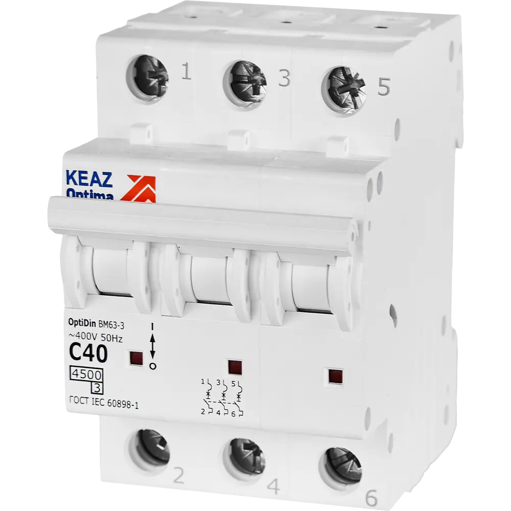 Автоматический выключатель КЭАЗ Opti Din BM63 3P 40А для надежной защиты электросети 89206643 STLM-1413483