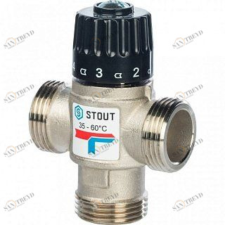 Термостатический смесительный клапан 1" STOUT НР 35-65°С 1.6 KVs SVM0120166025
