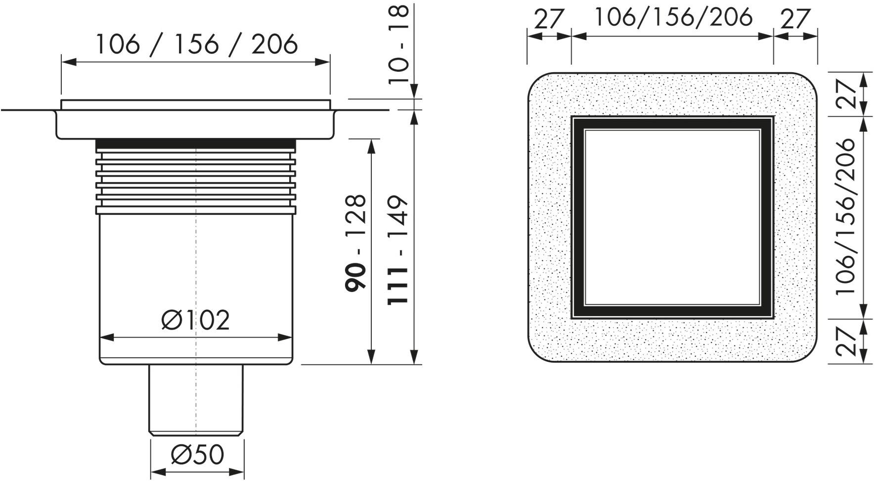 ESS Easy Drain Трап для душа из нержавеющей стали Aqua Aquaplusw15x15-msi6 - Вид №6
