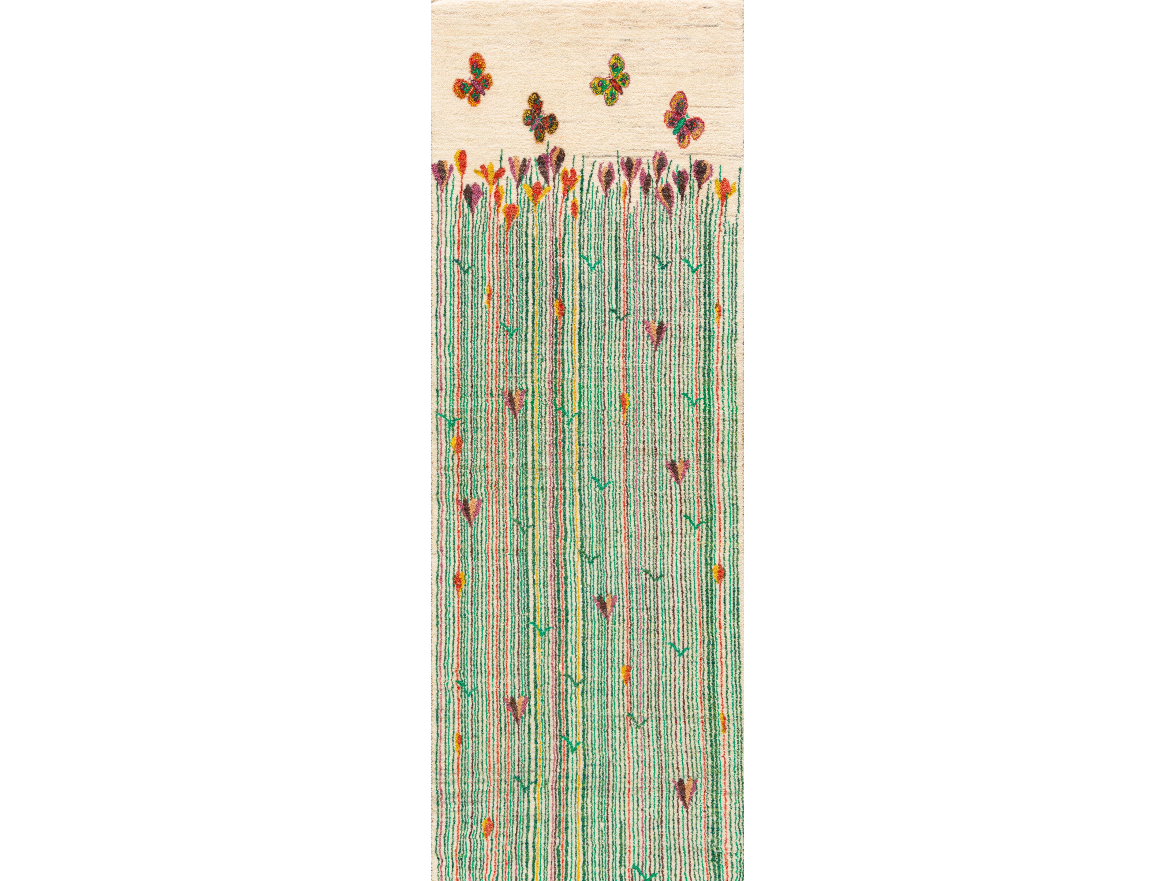 Шерстяной прямоугольный цветочный ковер Zollanvari BUTTERFLIES OVER A 'CROCUS' FLOWER MEADOW 8 RUNNER ARCH-00115548 - Вид №1