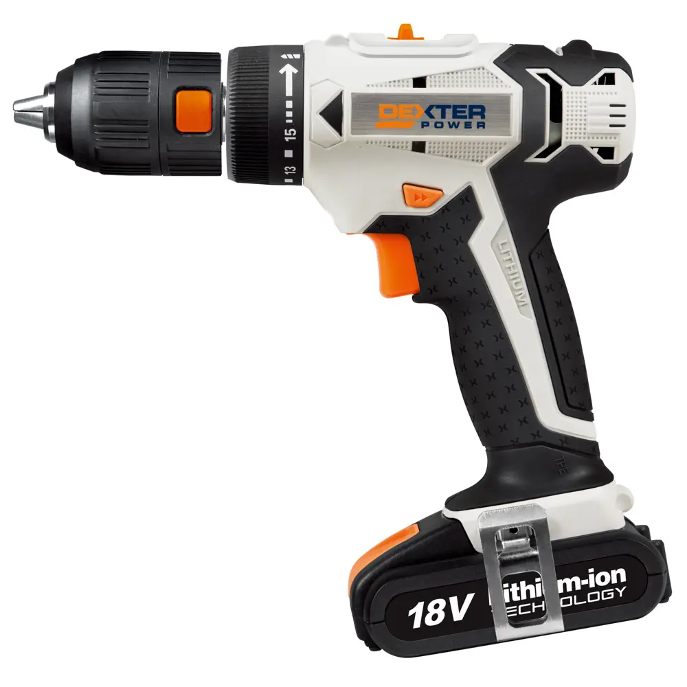 Дрель-шуруповерт аккумуляторная Dexter Power CDT219LD.4, 18 В Li-ion 2 Ач STLM-2047758 - Вид №1
