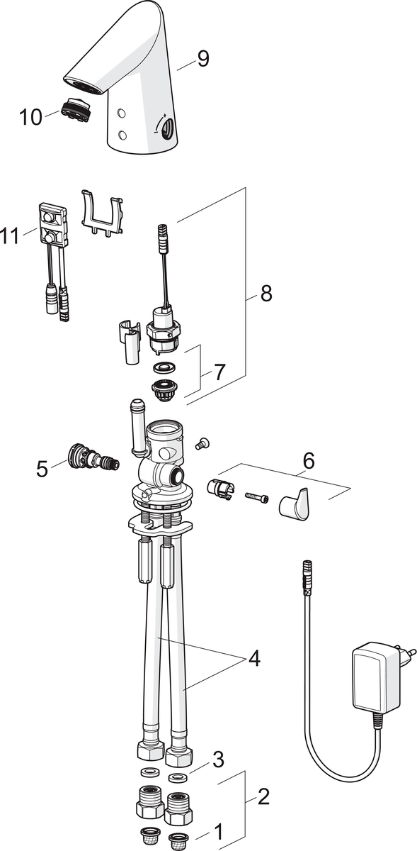 Oras 1724FTZ Смеситель для умывальника, 9/12 V, Bluetooth 1724FTZ Optima Хром  - Вид №4