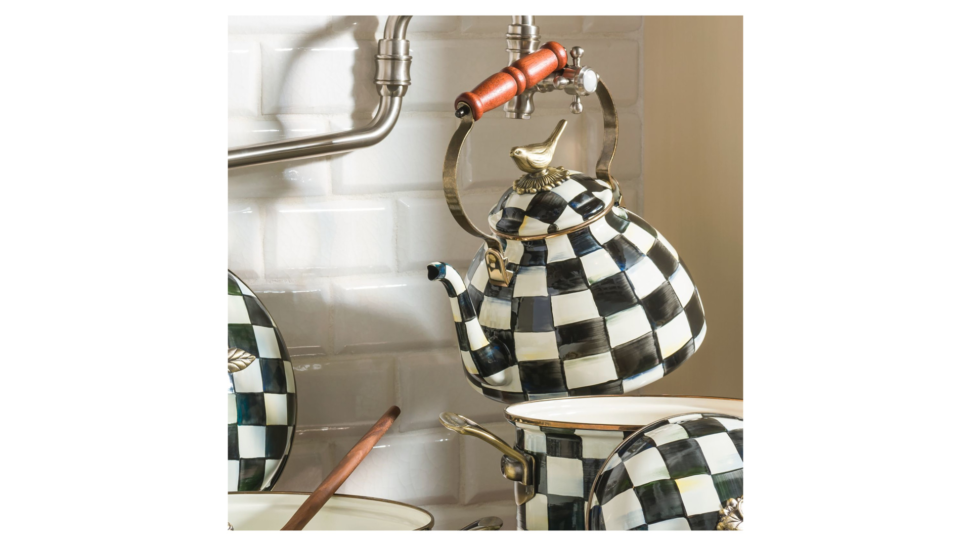 10614144 Mackenzie-Childs Чайник с птичкой 3л Сталь  - Вид №1