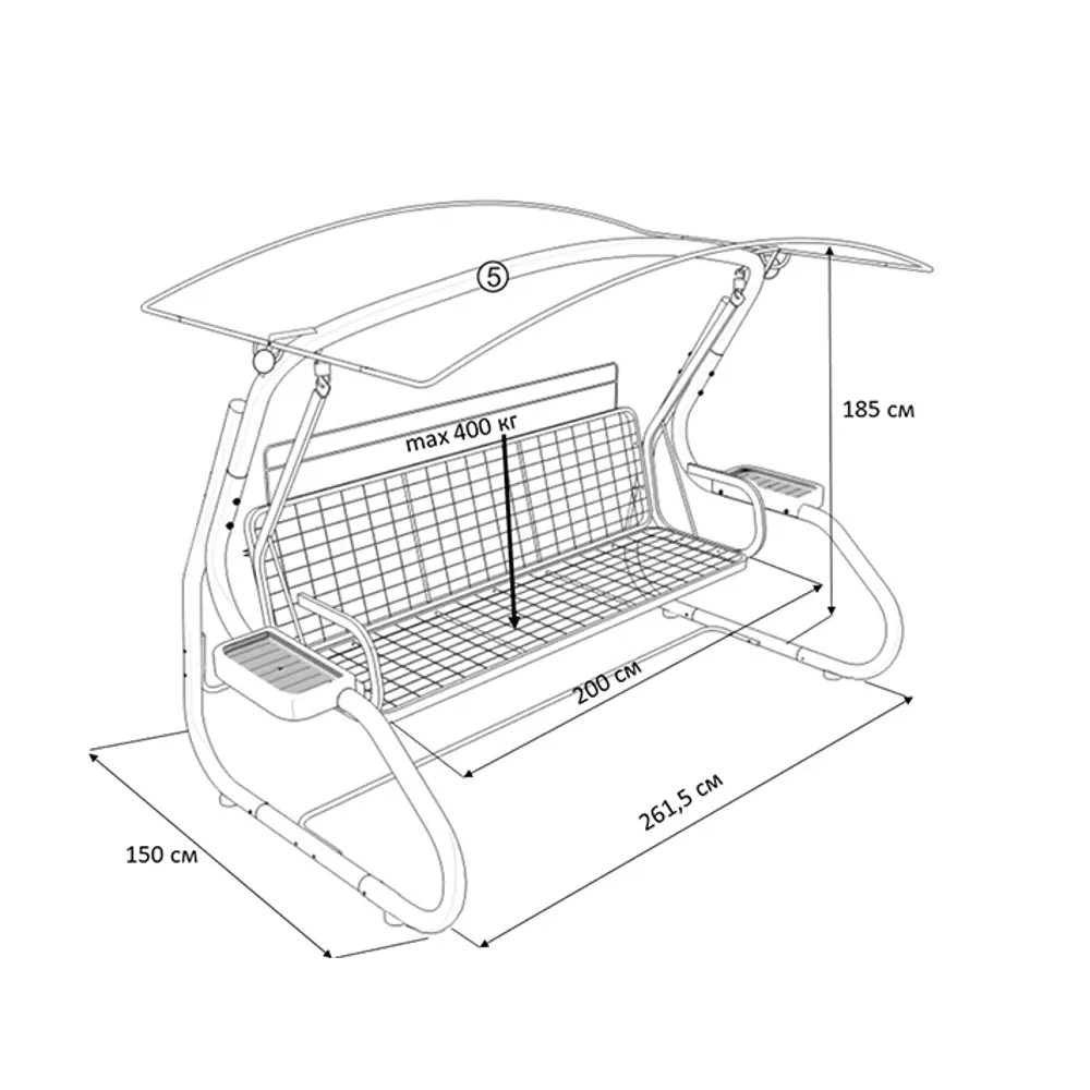 Качели садовые Amsterdam 4-х местные шоколадный Santreyd Качели сад.4-х местные STLM-2041147 - Вид №9