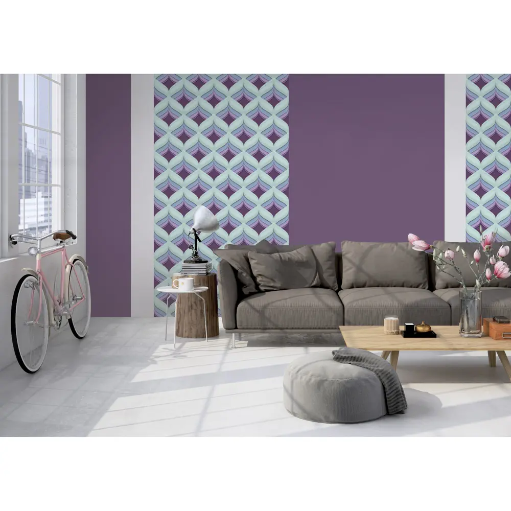 Обои флизелиновые 1.06х10 м фон сиреневый ED 1090-18 18595604 STLM-2178148 EURO DECOR Солярис - Вид №2