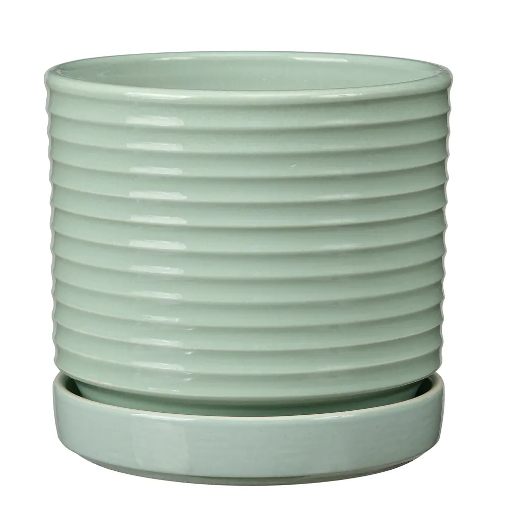 Santreyd Арабика Цилиндр 3 — керамический горшок бирюзовый с поддоном 89351717 КС-Ц3-170-23 STLM-0964385