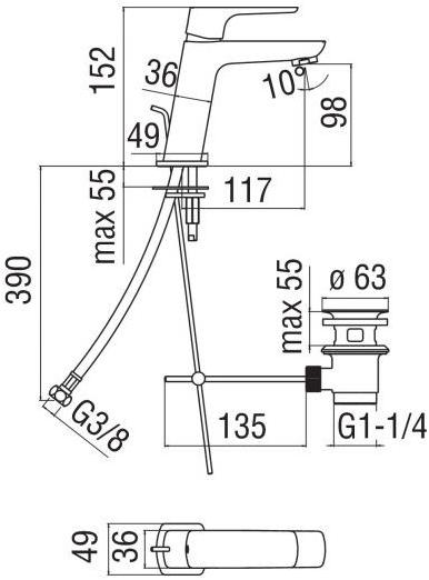 Nobili Rubinetterie Смеситель для умывальника, однорычажный Acquaviva Vv103118/1cr - Вид №5