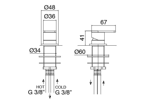 Смеситель для раковины из нержавеющей стали с 2 отверстиями Zazzeri Q316 ARCH-00082437 - Вид №4