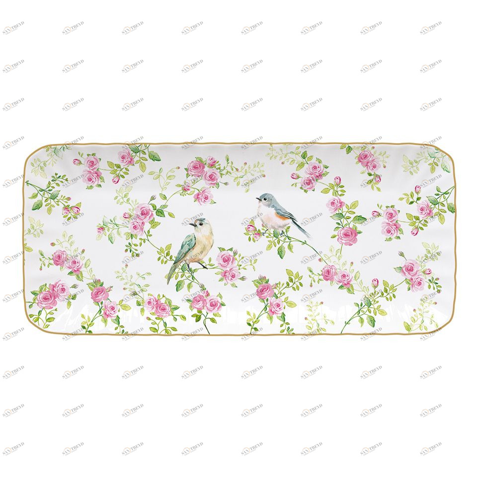 Блюдо фарфоровое прямоугольное белое "Птицы в саду" EASY LIFE ПТИЦЫ В САДУ 00-3946372 Белый 