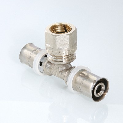 VTm.233.I.201520 Пресс-фитинг – тройник с переходом на обжимное соединение Valtec 20 x 15 x 20 мм  - Вид №5