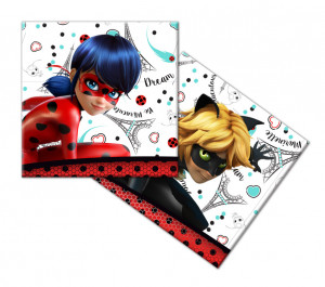 275127 Салфетки бумажные трехслойные 33 х 33 см 12 шт 12 шт. "Леди Баг и Супер-Кот" На белом фоне