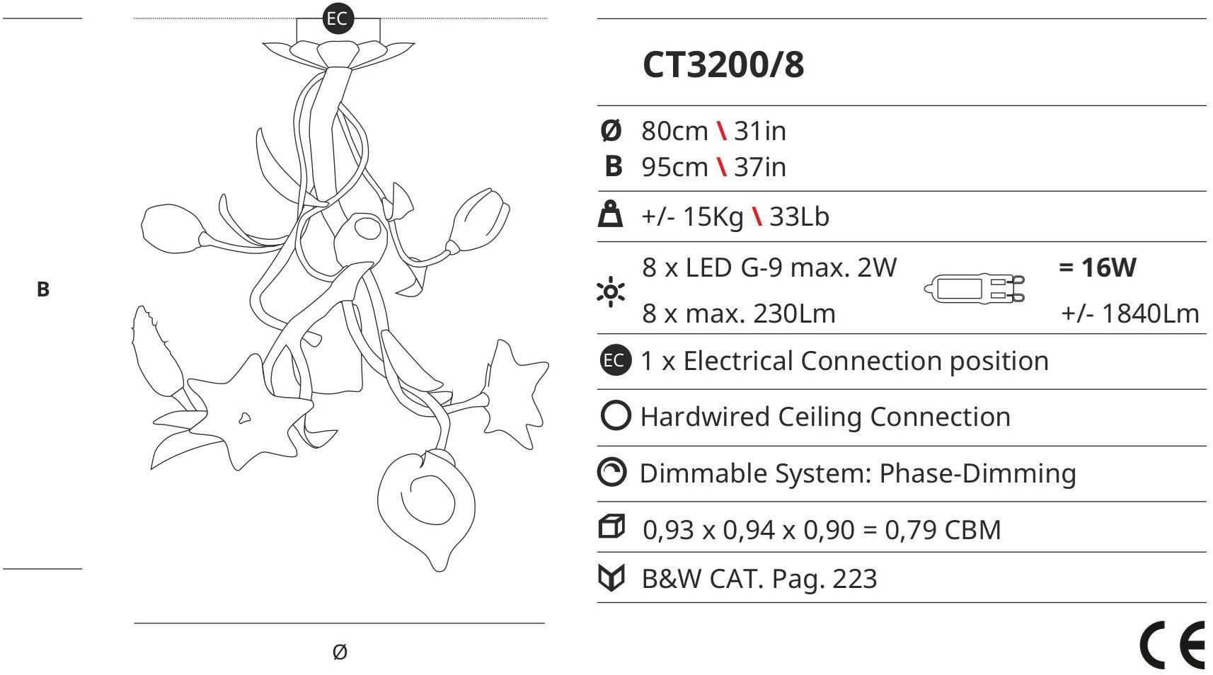 Serip Бронзовый потолочный светильник ручной работы Bouquet Ct3200/8 - Вид №1