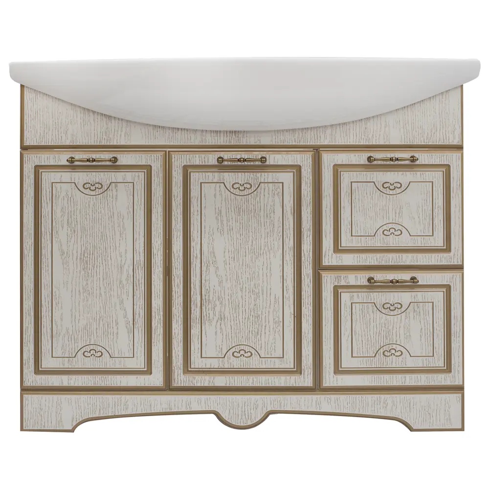 Тумба под раковину напольная «Луиза» 105 см цвет белое золото SANFLOR STLM-2042093