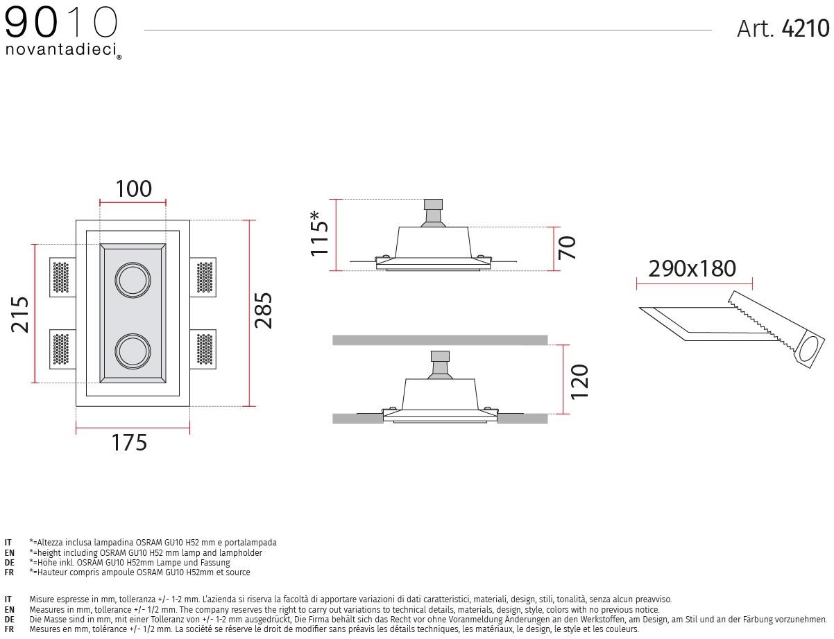 9010 novantadieci Встраиваемые настенные и потолочные светильники из cristaly®  4210  - Вид №2