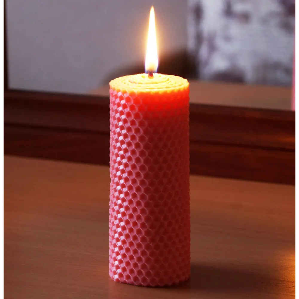 Свеча столбик Цилиндр розовая 13 см EVIS STLM-2164934 - Вид №2