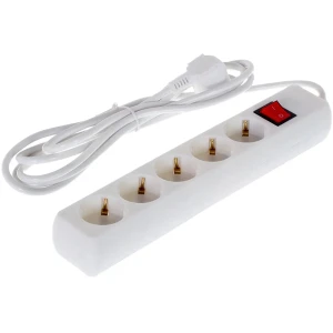 Удлинитель с заземлением 5 розеток 3 м 3500 Вт выключатель цвет белый