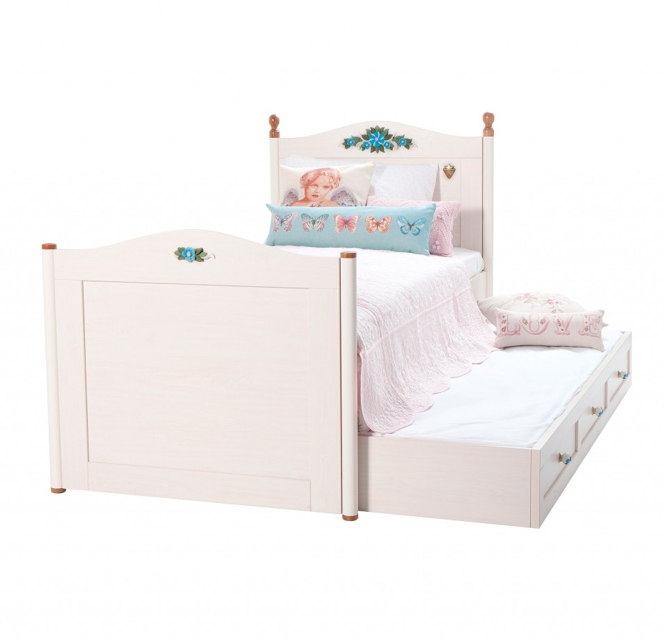 Кровать выдвижная детская 90х190 см беленый дуб Flora CILEK FLORA 00-3832114 Бежевый Santreyd - Вид №1