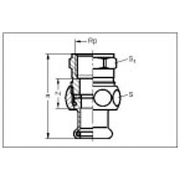 18330281 SANHA 8330G пресс-фитинг, бронза, сгон ВПр-ВР с плоск.упл. 28x1 мм  - Вид №1
