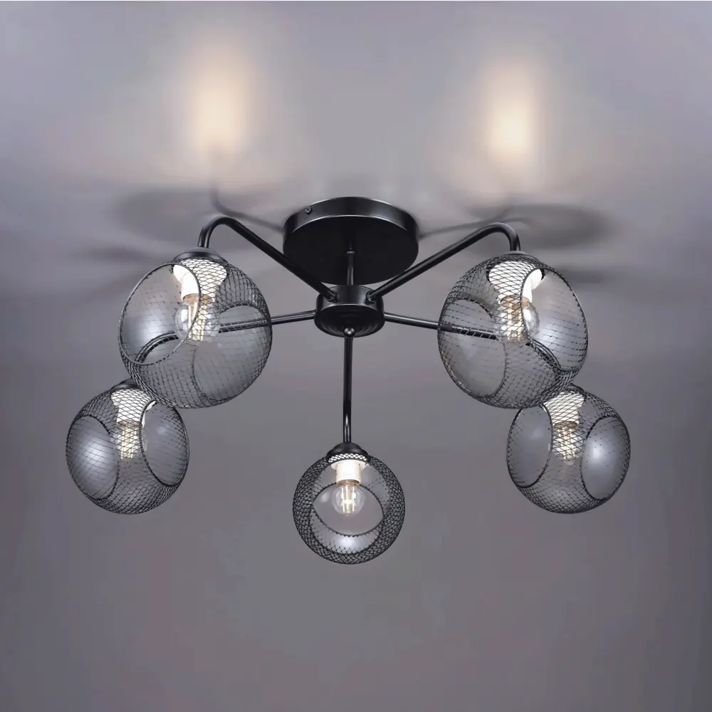 Люстра потолочная Эйр РС21386 5 ламп 15 м² цвет черный РОССВЕТ STLM-2178459 - Вид №1