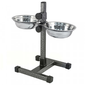 ПР0037173 Стойка с мисками для животных регулируемая, шагрень, метал., h30см, D16см, 2х0,5л ХОРОШКА