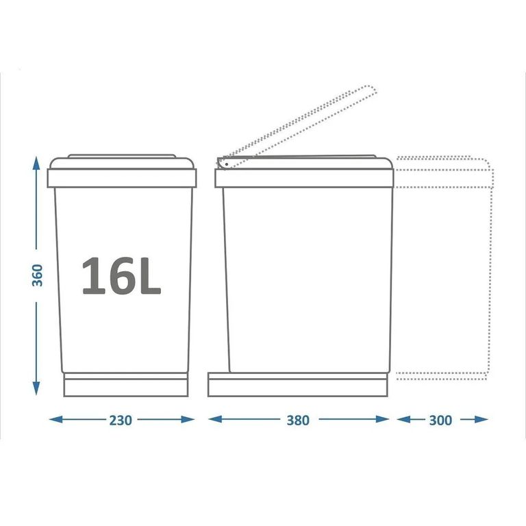 Система сортировки мусора ALBIO 30 2X16 L серый пластик/нержавещая сталь Alveus 227979 - Вид №1