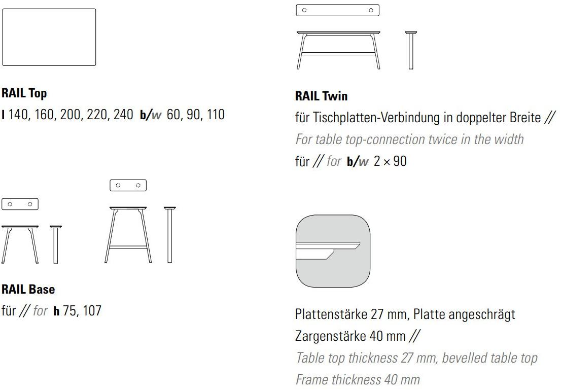 ZEITRAUM Прямоугольный стол из массива дерева Rail sun-id-1473794 - Вид №7
