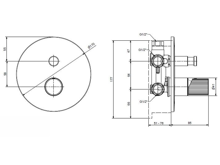 Хромированный латунный смеситель для душа с переключателем Bugnatese Moon ARCH-00067718 - Вид №1