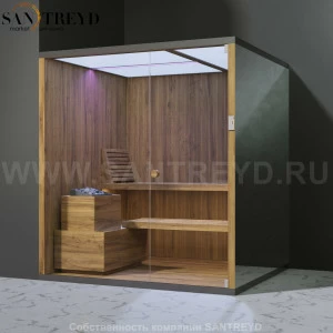 Effegibi BODYLOVE S BL20200005 Сауна. Установка: в левый угол. Мощность: 8 кВт макс. Размеры: длина 200 см, ширина 176 см. Отделка: термообработанная древесина и зеркало.