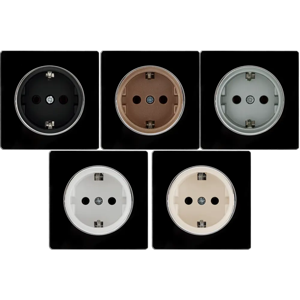 Рамка для розеток и выключателей Onekey Florence 1 пост стекло цвет черный ONEKEYELECTRO STLM-2189058 - Вид №1