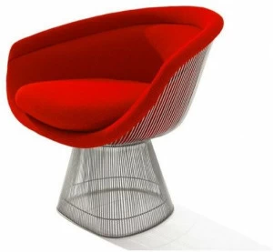 KNOLL Мягкое кресло из стали и ткани с подлокотниками Platner