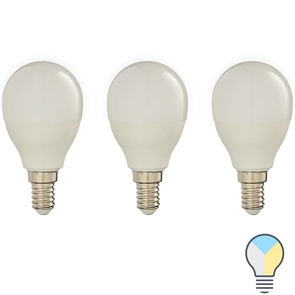 Набор умных ламп светодиодных Wi-Fi Osram Smart Plus E14 220-240В 5Вт шар малый матовая 470 лм изменение оттенков белого 3 шт LEDVANCE STLM-2205054
