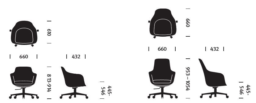 Ткань поворотный операционный офисный стул с колесами Herman Miller Saiba ARCH-00053276 - Вид №5