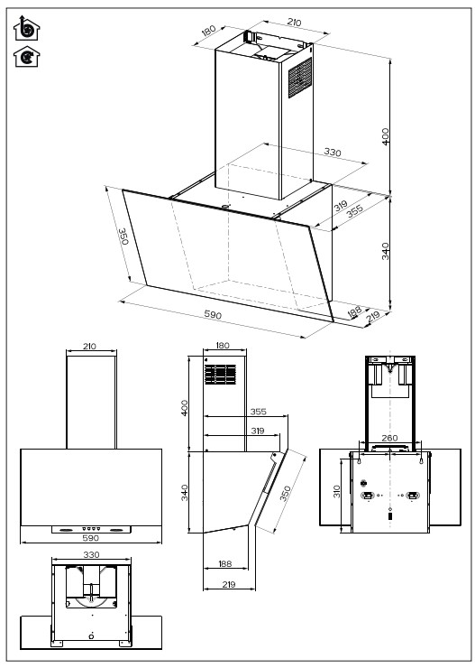 9106743 Вытяжка наклонная Hotpoint HPHV 63LT BL черный/черный STDN-0124628 - Вид №5