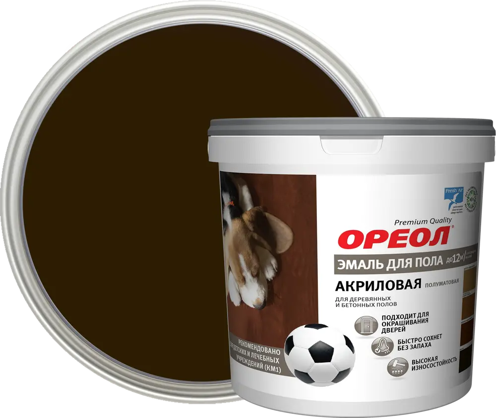 Акриловая эмаль Ореол для дерева и бетона цвет венге 0,9 кг 84439743