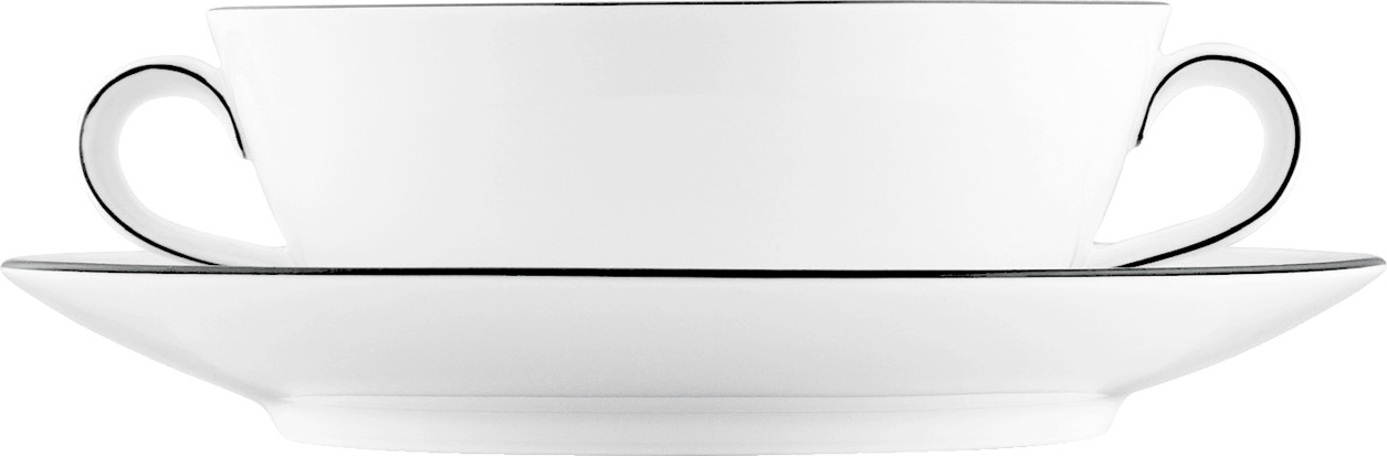 10642836 Furstenberg Чашка для супа с блюдцем Furstenberg "Вагенфельд" 300мл (с чёрным кантом) Фарфор 