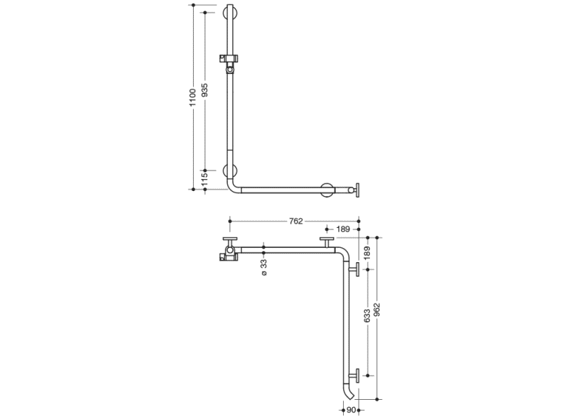 950.35.23090 Поручень для душа с держателем для душа HEWI Greifen  - Вид №1