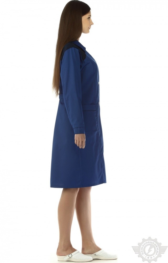65717 Халат "Мастерица" женский василек с темно-синим  Одежда для обслуживающего персонала  размер 44-46/158-164 Спецодежда  - Вид №4
