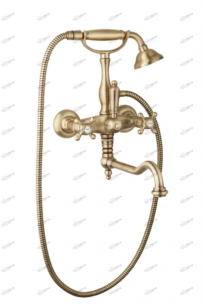 Смеситель для ванны с поворотным изливом с ручным душем, шлангом 150 см CEZARES GOLF-VDF-02-M