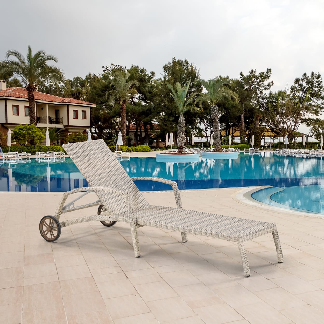 A35C-W85 Latte Шезлонг-лежак плетеный Afina 