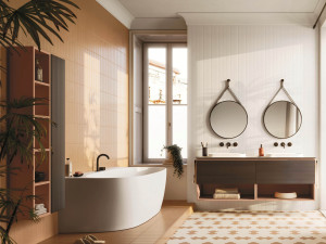 Подвесной шкаф для умывальника со встроенной раковиной