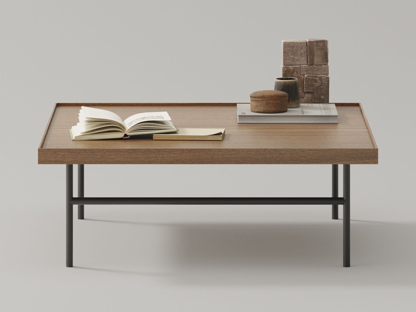 Квадратный деревянный и металлический журнальный столик TREKU Kutxa ARCH-00064362 - Вид №1