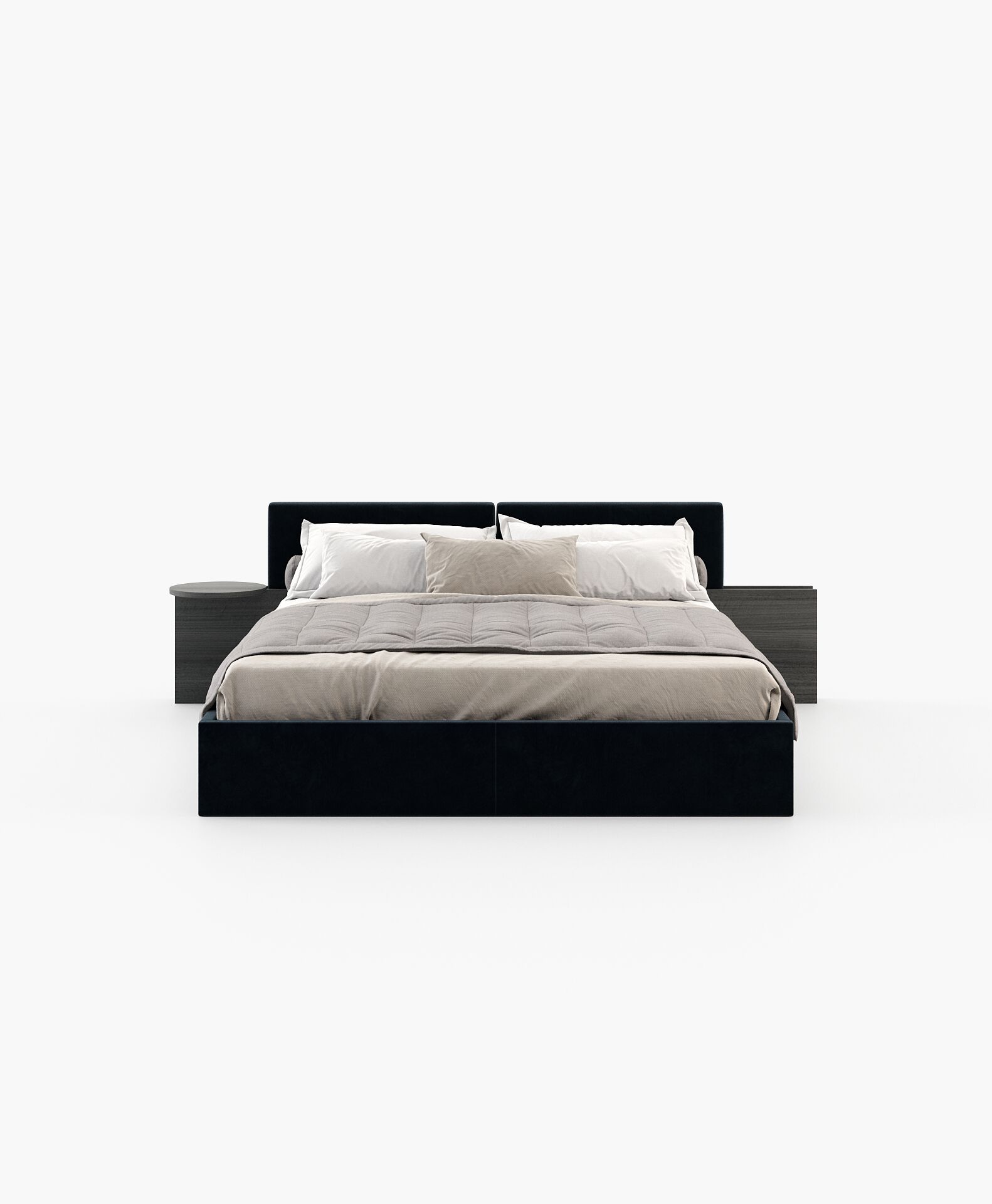 Двуспальная кровать из ткани с мягким изголовьем и встроенными тумбочками Laskasas Origin ARCH-00106710 - Вид №12