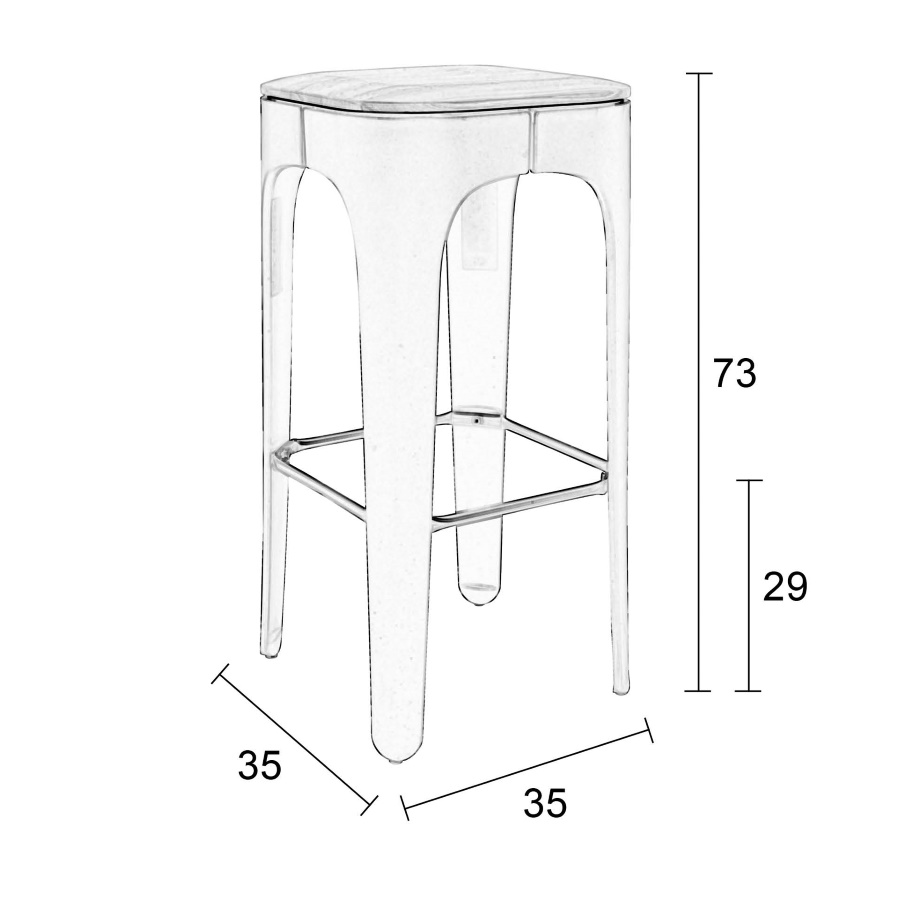Стул барный Up-High белый White Label Living 1500239 - Вид №5
